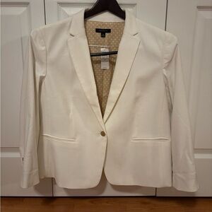 Ann Taylor cream color lined blazer with single gold button closure